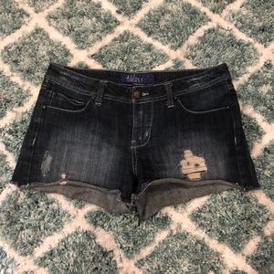 Dark wash denim shorts